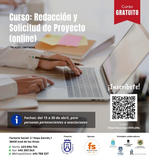 Cartel curso Redacción, Solicitud y Justificación de Proyectos Sociales