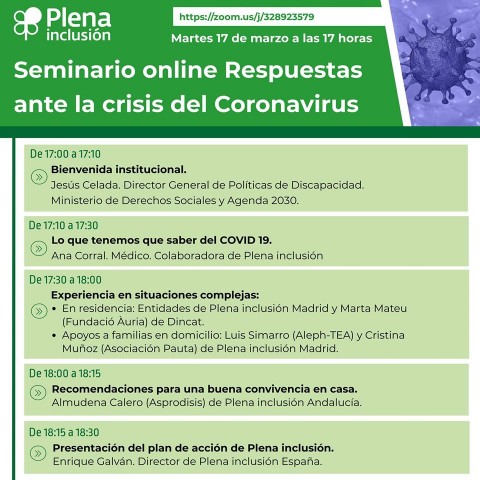 Contenido seminario Coronavirus Plena Inclusión