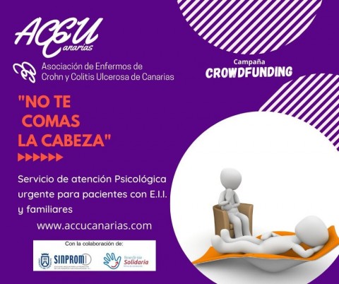 Cartel de la campaña de recaudación de fondos "No te comas la cabeza" de ACCU Canarias