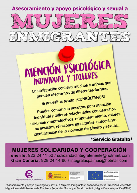 Cartel del servicio de Atención Psicológica de Mujeres y Cooperación