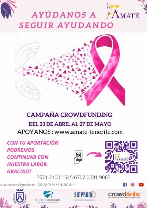 Cartel de la campaña de AMATE "Ayúdanos a Seguir Ayudando"