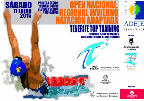 Cartel informativo de la actividad del "Open Nacional Invierno Natación Adaptada"