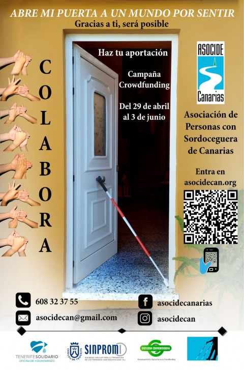 Cartel de la Campaña de ASOCIDE "Abre mi Puerta a un Mundo por Sentir"