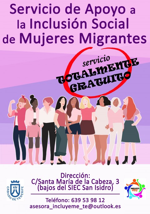 Cartel del “Servicio de Apoyo a la Inclusión Social de Mujeres Migrantes”