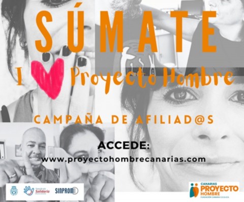 Cartel de la campaña de afiliados y económica "Súmate" de Proyecto Hombre Canarias
