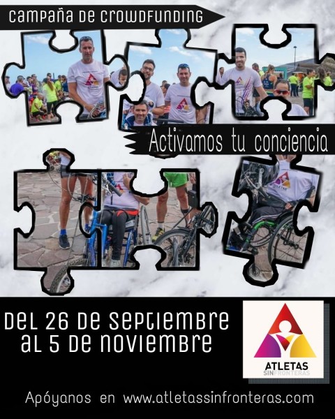 Cartel de la Campaña de Crowdfunding de Atletas Sin Fronteras