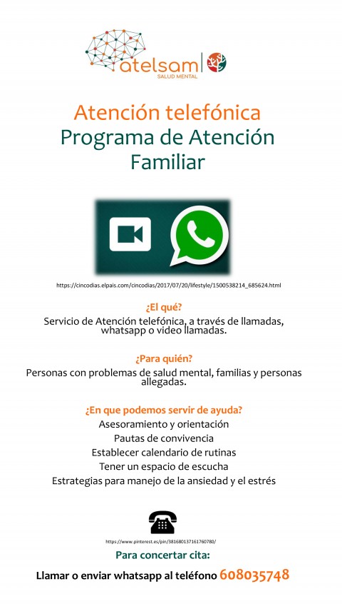 Cartel del Programa de atención telefónica de ATELSAM