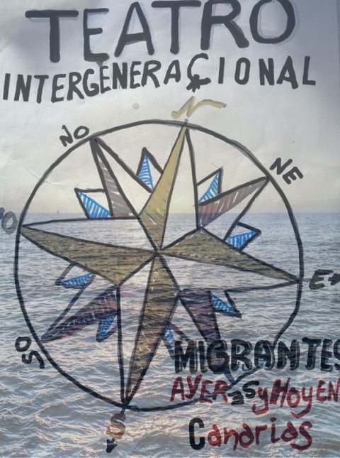 Cartel de la Campaña "Migrantes ayer y hoy en Canarias" de la Asociación Educativa y Socio-Sanitaria Los Mayores Valores