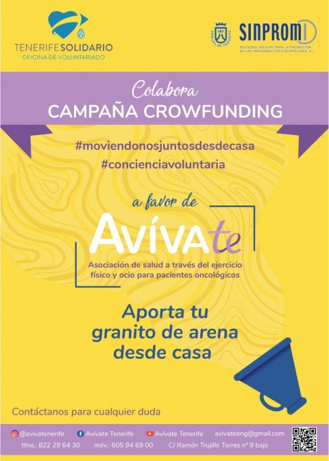 Cartel de la Campaña de Crowdfunding "Moviéndonos Juntos desde Casa" de AVIVATE