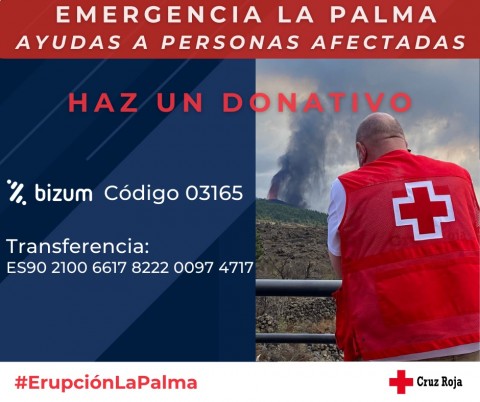 Información de Cruz Roja de vías de donación para La Palma