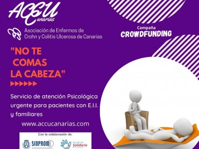 Cartel de la campaña de recaudación de fondos "No te comas la cabeza" de ACCU Canarias