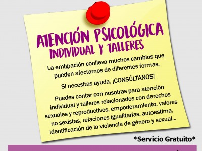 Cartel del servicio de Atención Psicológica de Mujeres y Cooperación