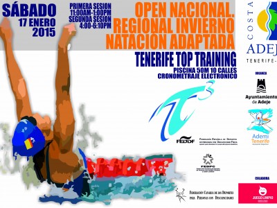 Cartel informativo de la actividad del "Open Nacional Invierno Natación Adaptada"