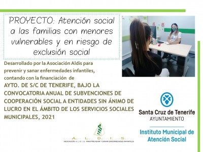 Cartel del proyecto de atención social a las familias con menores vulnerables y en riesgo de exclusión social