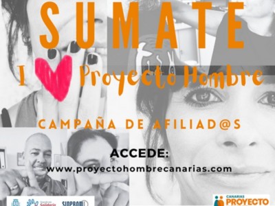 Cartel de la campaña de afiliados y económica "Súmate" de Proyecto Hombre Canarias