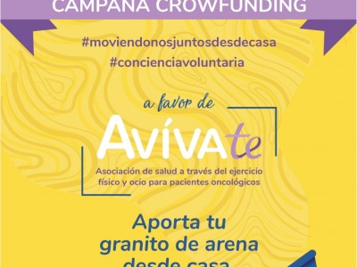 Cartel de la Campaña de Crowdfunding "Moviéndonos Juntos desde Casa" de AVIVATE