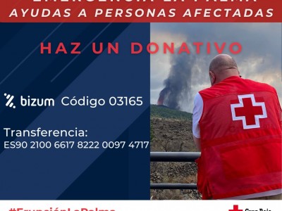 Información de Cruz Roja de vías de donación para La Palma
